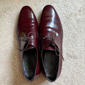 Burberry burgundy derby men's dress shoe size 44.5 / 11.5